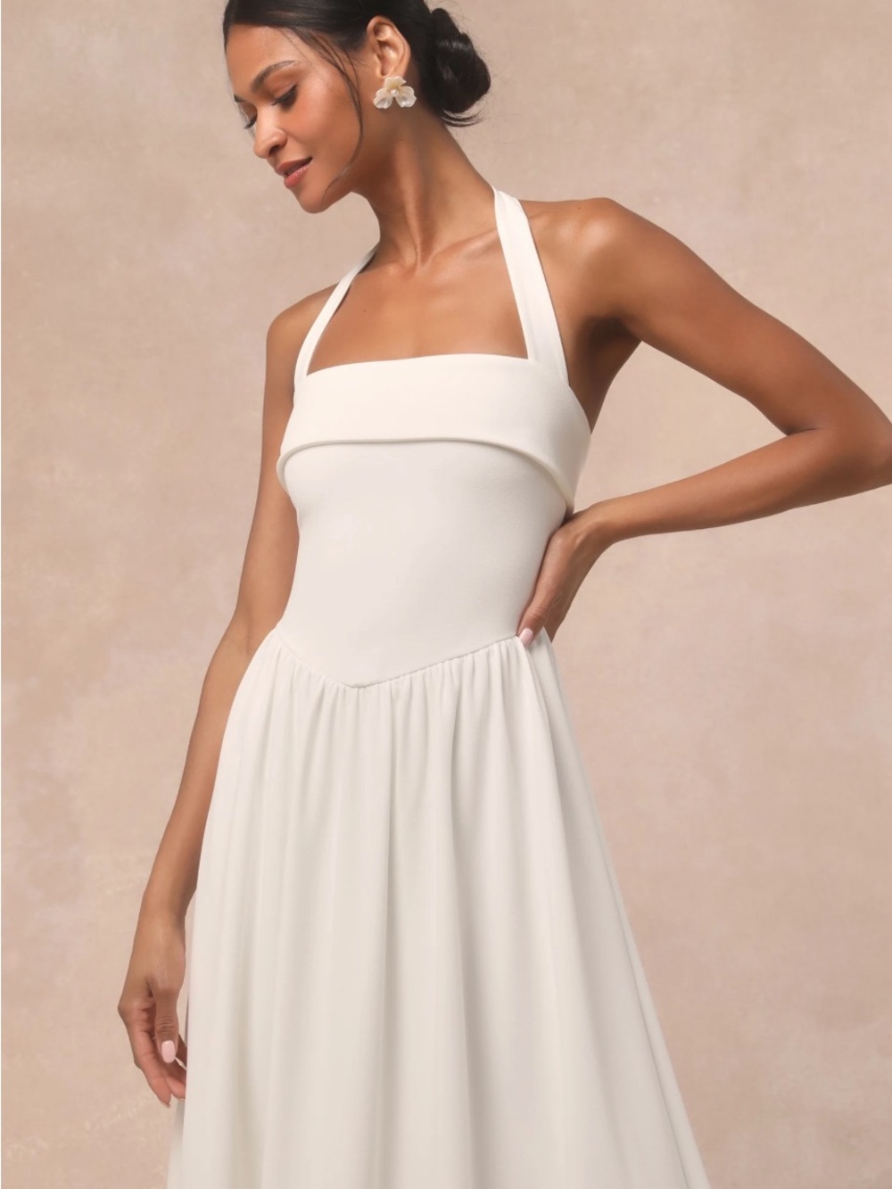 New Lulus Telia Halterneck White Maxi Dress Sz XL - Picture 2 of 9